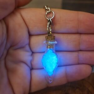 GLOWING  Keychain, Glowing rocks in a mini bottle, Unique and Limited Gift